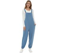 Maizoon Loose Casual Dungarees Stylish and Comfortable Cotton-Linen Overalls with Pockets Women's Jumpsuit Sleeveless for Everyday Wear Easy to Pair Skinny Pants for Work and Leisure Blue L