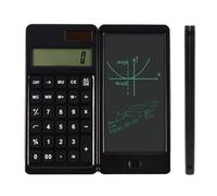 Maizoon Solar Calculator with Writing Tablet Dual Power Supply Portable Foldable Notepad Large Display and Silent Design Ideal for Basic Math School for Students Black