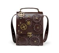 Maizoon Stylish Adjustable Crossbody Bag Medieval Vintage Brown Gear Rivet Design Women Messenger Satchel Bag Travel Backpack Female Favor Dating Gift