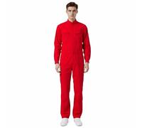 Maizoon Unisex Utility Coverall Jumpsuit Heavy Duty Poly Cotton Boiler Suit Overall With Multiple Pockets & Front Zipper for Building Site Factory Red XXL