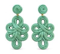 MAJALE Women's Long Flamenco Earrings - Lightweight Christmas Party Sevillian Special Occasion Earrings - Silk Cord Style Fabric