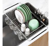 MAJALiS Dish Drying Rack in Sink - Dish Drainers for Kitchen Counter, Over The Sink Dish Racks with Utensil Holder for Sink, Stainless Steel Sink Drying Rack Inside Sink, Silver