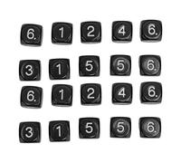 Majatou 20PCS 6 Sided Number Dice Plastic Polyhedral Dice 16mm Round Corner Polyhedral Set for Numeral Teaching Board Games (Black)