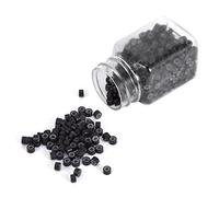 Majatou 500PCS/Bottle 5MM Micro Rings Links Beads Silicone Lined Link Rings Beads For Human Hair Extension 5 Colors (dark brown)