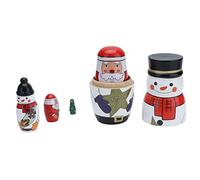 Majatou Christmas Nesting Dolls Set 5 Pcs - Wooden Santa Claus Figurines - Matryoshka Doll With Christmas Decorations - Kids Christmas Room Decor Birthday Toy