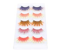 Majatou Colored Lashes Cluster 5 Pairs Colorful Eyelashes 6D Gradient Long Curled Soft Colored False Eye Lashes Reusable Curly for Halloween Christmas Stage Show DIY At Home