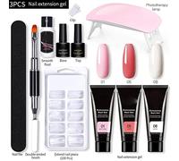 Majatou Majatou Nails Extension Gel Kit 11Pcs Nail Extension Glue Set DIY 15ml 3 Color Nail File Brush Tool Kit for Home Salon Nail Art Build Kit Manicure Set