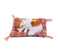 Majatou Simulation Sleeping Plush Cat with Cute Sound, 4 Types Sleeping Kid Simulation Cat Plush Sound Toy Stuffed Doll Home Decoration Gifts for Children (Yellow block napping cat)