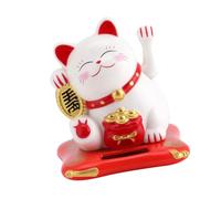Majatou Small Solar Waving Cat,Cute Chinese Japanese Lucky Cat, Solar Powered Cute Rocking Cats, Good Luck Welcoming Wealth, Cats Home Display, Car Decoration (White)