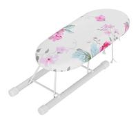 Majatou Small TableTop Ironing Board With Washable Cover, Easily Foldable Legs, Portable for Travel, 26x11 cm, Lightweight and Compact for Home Use (Flower)