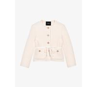 Maje Womens Blanc Belted Braided-trim Woven Jacket 14