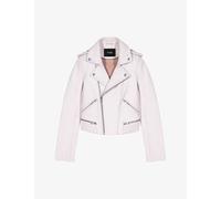 Maje Womens Blanc Biker-collar Slim-fit Cropped Leather Jacket 14