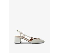 Maje Womens Blanc Clover-charm Block-heel Leather Pumps Eur 36 / 3 Uk Women