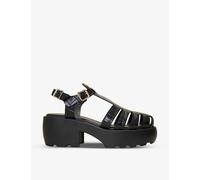 Maje Womens Blanc Fisher Croc-embossed Leather Sandals Eur 41 / 8 Uk Women
