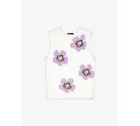 Maje Womens Blanc Floral Sleeveless Knitted Jumper 10