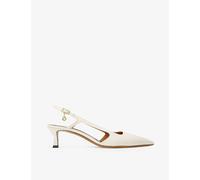 Maje Womens Blanc Pointed-toe Kitten-heel Leather Pumps Eur 39 / 6 Uk Women