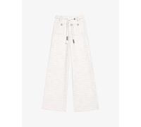 Maje Womens Blanc Wide-leg High-rise Stretch Metallic-tweed Trousers 14