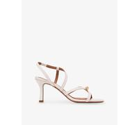Maje Womens Maje Bean-Embellished Leather Heeled Sandals Ecru Eur 37 / 4 UK Women