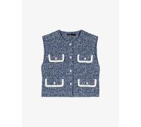 Maje Womens Maje Boxy-Fit Round-Neck Tweed Vest Blue 14