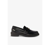 Maje Womens Maje Hardware-Embellished Flat Leather Loafers Noir / Gris Eur 41 / 8 UK Women