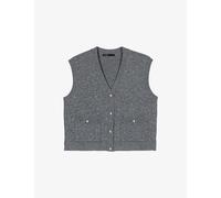 Maje Womens Maje Rhinestone-Embellished Knitted Wool Vest Top Grey 8
