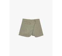 Maje Womens Maje Wrap-Front Pinstriped Linen-Blend Shorts Khaki 6