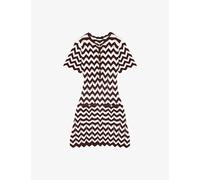 Maje Womens Maje Zig-Zag Short-Sleeved Cotton-Crochet Mini Dress Brown/White 10