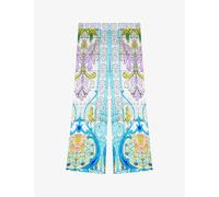 Maje Womens Mosaic-print Wide-leg Mid-rise Satin Trousers 10