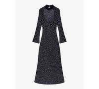 Maje Womens Noir / Gris Open-back Sequin-embellished Knitted Maxi Dress 10