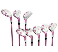 Majek Pink Senior Ladies Golf Hybrids Irons Set New Senior Women Best All True Hybrid Ultra Light Weight Forgiving Fuchsia Woman Complete Package Includes 4 5 6 7 8 9 PW SW All Lady Flex Utility Clubs