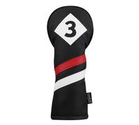Majek Retro Golf Headcover Black Red and White Vintage Leather Style #3 Fairway Wood Head Cover Classic Look