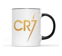 Majen WILLOWGIFTS CR7 Mug - Novelty Football Soccer Footie Footy Portugal Sportsman Sports World Cup Athlete Stocking Filler Father Day Dad Tea Coffee Cup Gifts Presents (Black Handle)
