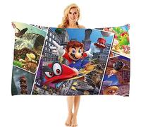 MAJEQZGY Mario Bath Towel with 3D Print for Children, Pool Towel, Children's Bath Sheet, Ultra Soft, Super Absorbent, Durability, Beach, Bathroom, Face Scarf, Teenagers (Film Scene)