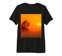 Majestic African Lion Savanna Sunset Portrait Premium T-Shirt