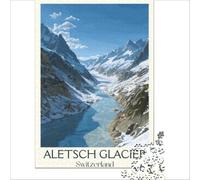 Majestic Aletsch Glacier jigsaw puzzles1000 pieces | pretty botanical artwork for flower lovers to enjoy creating a relaxing picture in your free time to enjoy at home50x75cm