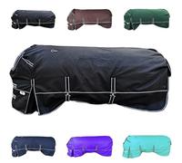Majestic Ally 1200 D Ripstop Nylon Horse Turnout Blanket, Waterproof, Heavyweight, Rain and Weather Resistant for Fall, or Cold Winter Weather, 250 GSM (Black, 80 - Inch)