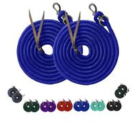 Majestic Ally 14' Pack of 2 Poly Training Lead Rope with Leather Popper for Horses & Livestock - 14 Foot Long and 5/8 inch Thick - Replaceable Heavy-Duty Bolt Snap (Royal Blue)