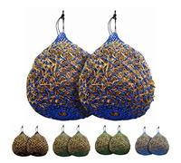 Majestic Ally 2 Pcs 1.25”x1.25” Holes Ultra Slow Feed 40” Very Sturdy Hay Net with Bottom Ring for Goat, Sheep and Livestock Simulatr grazing, Reduces Waste (Royal Blue)