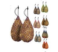 Majestic Ally 2 pcs 42" Long and 2.0"x 2.0" Holed Hay Net for Horses, Adjustable Travel Feeder, Regulate Intake of Hay hence Improve Digestion and Reduce Waste (Purple)