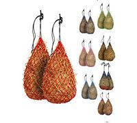 Majestic Ally 2 pcs Slow Feed 42” Hay Net for Horses, Strong Small 2x2” Holes, Nylon Rope Hanging, Adjustable Travel Feeder for Trailer and Stall, Simulates Grazing, Reduce Waste (Red)