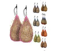 Majestic Ally 2 pcs Slow Feed 42” Hay Net for Horses, Strong Small 2x2” Holes, Nylon Rope Hanging, Adjustable Travel Feeder for Trailer and Stall, Simulates Grazing, Reduce Waste (Pink)