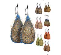 Majestic Ally 2 pcs Slow Feed 42” Hay Net for Horses, Strong Small 2x2” Holes, Nylon Rope Hanging, Adjustable Travel Feeder for Trailer and Stall, Simulates Grazing, Reduce Waste (Hurricane Blue)