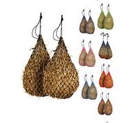 Majestic Ally 2 pcs Slow Feed 42” Hay Net for Horses, Strong Small 2x2” Holes, Nylon Rope Hanging, Adjustable Travel Feeder for Trailer and Stall, Simulates Grazing, Reduce Waste (Black)