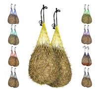 Majestic Ally 2 pcs Slow Feed 56” Hay Net with Soft 3"x3" Holes for Horses & Livestock, Nylon Rope Hanging, Simulates Grazing, Reduce Waste