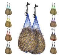 Majestic Ally 2 pcs Slow Feed 56” Hay Net with Soft 3"x3" Holes for Horses & Livestock, Nylon Rope Hanging, Simulates Grazing, Reduce Waste (Royal Blue)