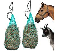 Majestic Ally 2 pcs Ultra Slow Feed 1.5"x1.5" Holes 40” Hay Net for Horses and livestocks (Turquoise)