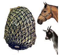 Majestic Ally 2”x2” Holes Slow Feed 40” Very Sturdy Hay Net with Bottom Ring for Horses, Adjustable Travel Feeder for Trailer, Stall (Black)