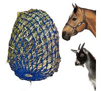 Majestic Ally 2”x2” Holes Slow Feed 40” Very Sturdy Hay Net with Bottom Ring for Horses, Nylon Rope Hanging, Adjustable Travel Feeder for Trailer, Stall (Royal Blue)