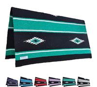 Majestic Ally 36"x 34" Navajo Design Acrylic Saddle Blanket -2.4 lbs (Turquoise Green and Black)