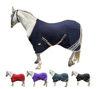 Majestic Ally Anti Pill Fleece Horse Blanket/Sheet with Silver Braided Rope (Navy, 82)